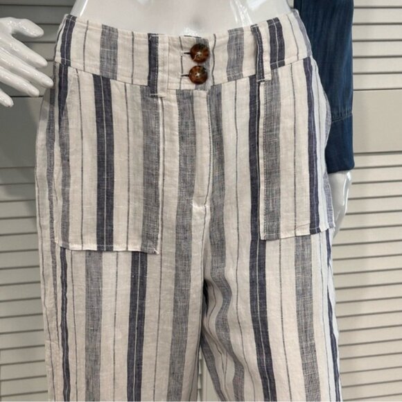 100 Linen Wide Leg Pants - Sailor Stripes - Picture 7 of 15